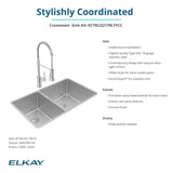 Elkay Crosstown 32" Undermount Stainless Steel Kitchen Sink with Faucet, 40/60 Double Bowl, Polished Satin, 18 Gauge, ECTRU32179LTFCC