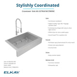 Elkay Crosstown 36" Stainless Steel Farmhouse Sink with Faucet, Single Bowl Polished Satin, 18 Gauge, ECTRUF30179RFBC