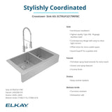 Elkay Crosstown 36" Stainless Steel Farmhouse Sink with Faucet, 60/40 Double Bowl, Polished Satin, 18 Gauge, ECTRUF32179RFBC