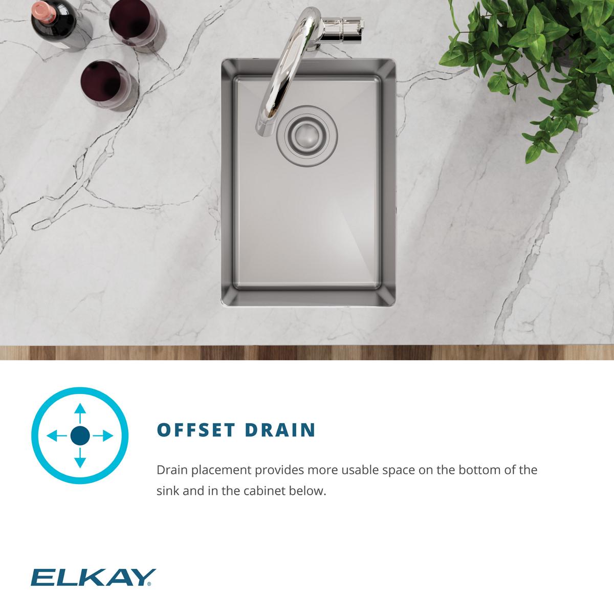Elkay Crosstown 14" Rectangular Stainless Steel Bar/Prep Sink with Faucet, Polished Satin, 18 Gauge, ECTRU12179TFCC