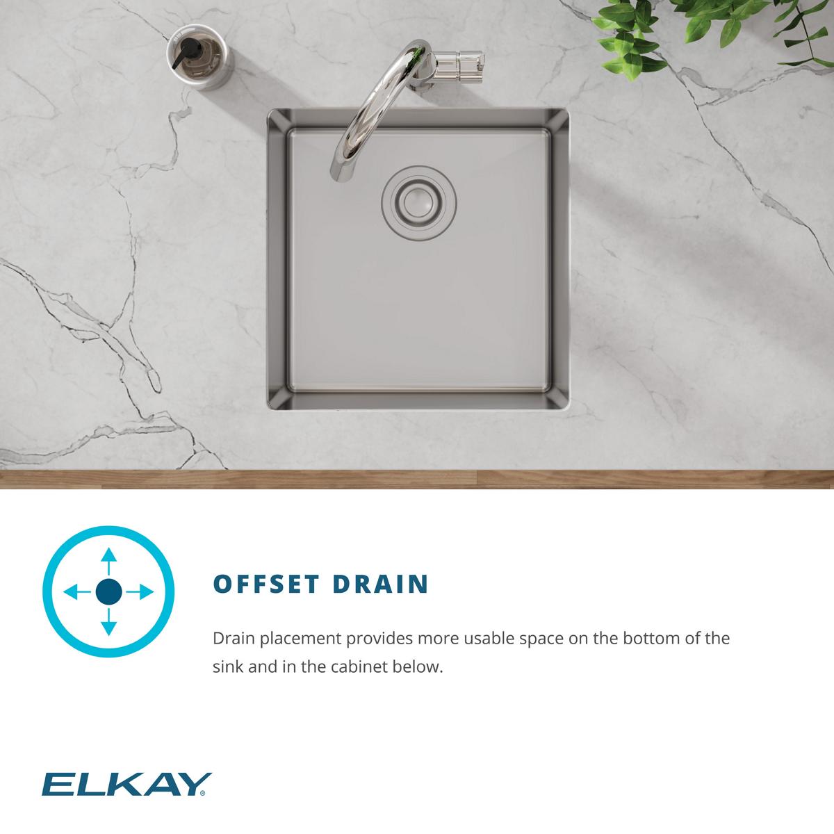 Elkay Crosstown 19" Undermount Stainless Steel Kitchen Sink with Faucet, Polished Satin, 18 Gauge, ECTRU17179TFCC