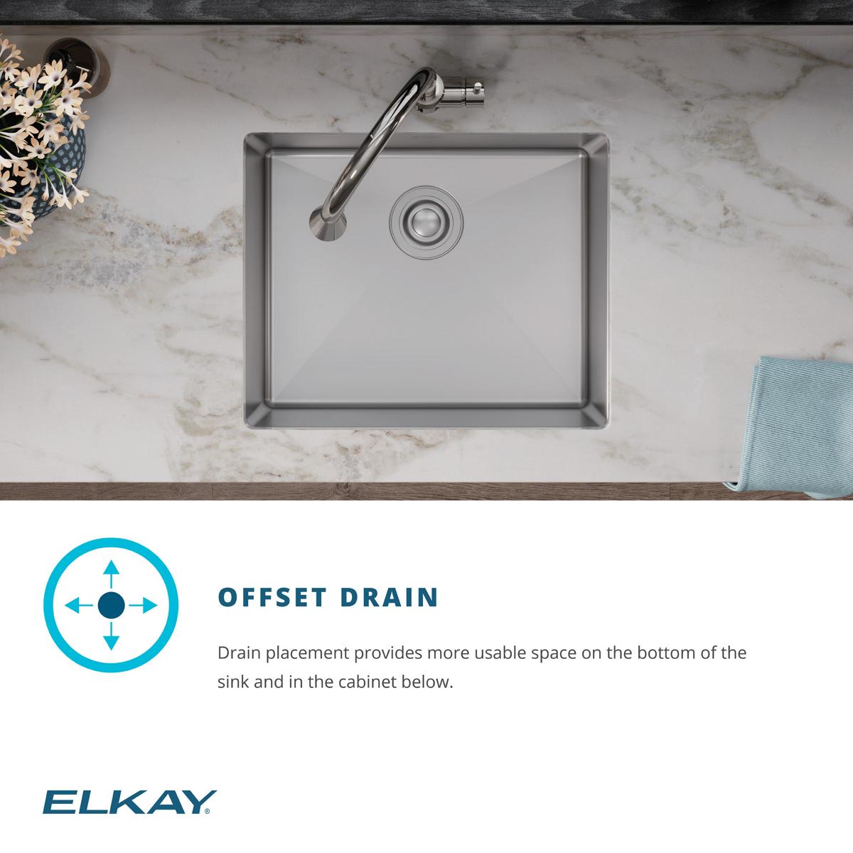 Elkay Crosstown 23" Undermount Stainless Steel Kitchen Sink with Faucet, Polished Satin, 18 Gauge, ECTRU21179TFCC