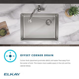 Elkay Crosstown 26" Undermount Stainless Steel Workstation Kitchen Sink with Faucet, Polished Satin, 18 Gauge, ECTRU24169RTFCW