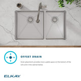 Elkay Crosstown 32" Undermount Stainless Steel Kitchen Sink with Faucet, 60/40 Double Bowl, Polished Satin, 18 Gauge, ECTRU32179RTFCC