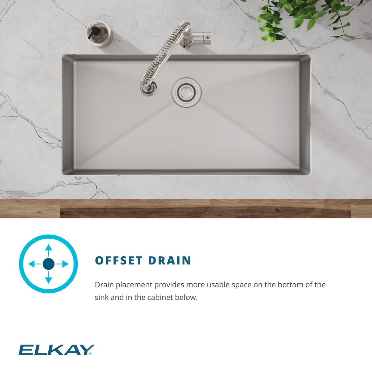 Elkay Crosstown 37" Undermount Stainless Steel Kitchen Sink with Faucet, Polished Satin, 18 Gauge, ECTRU35179TFCC