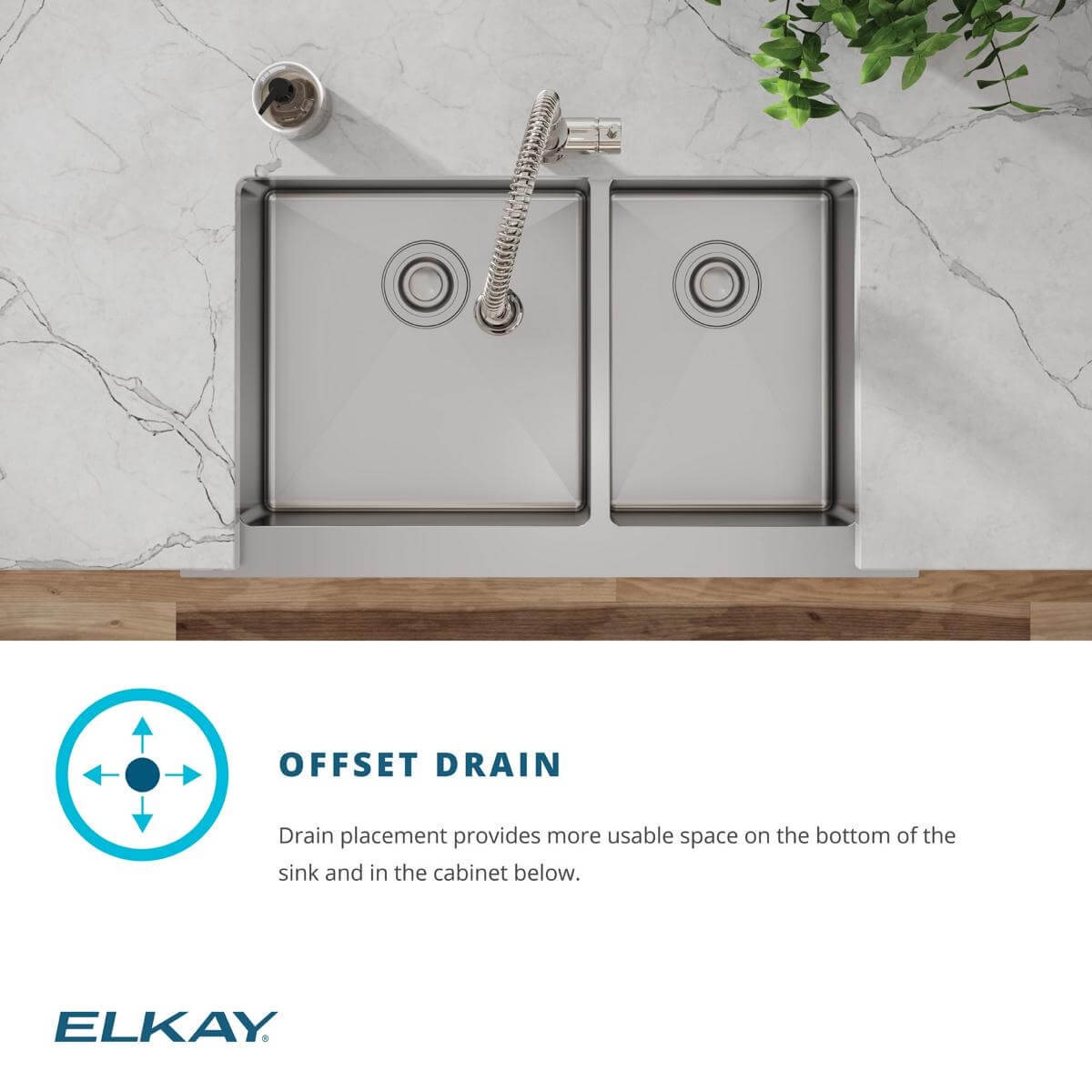 Elkay Crosstown 36" Stainless Steel Farmhouse Sink with Faucet, 60/40 Double Bowl, Polished Satin, 18 Gauge, ECTRUF32179RFCC