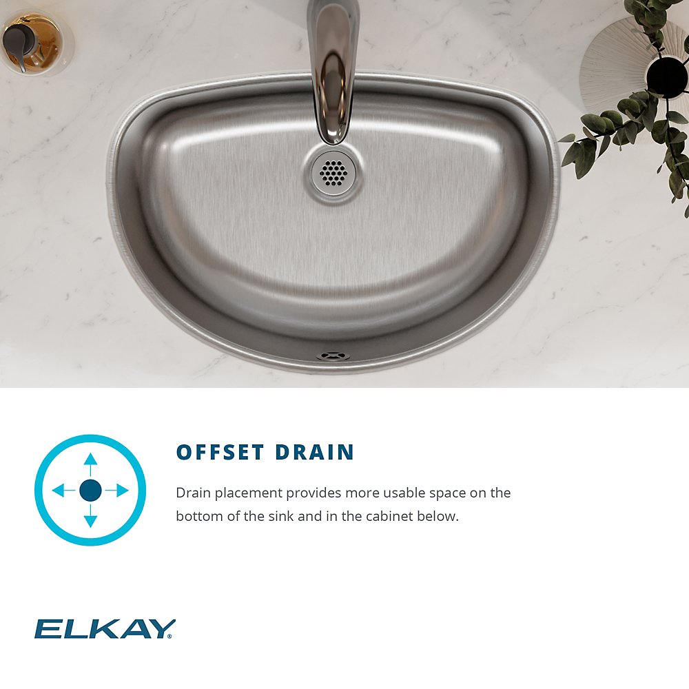 Elkay Asana 20" Stainless Steel Bathroom Sink, Lustrous Satin, ELUH1811