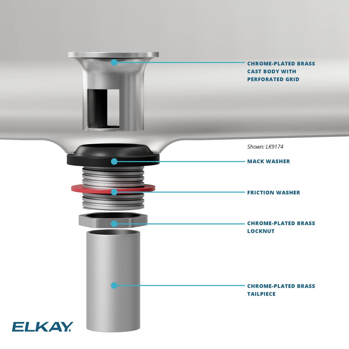 Elkay 1-1/2" Drain Fitting CuVerro antimicrobial copper with Perforated Grid and Tailpiece, LK174-CU