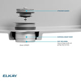 Elkay Quartz Perfect Drain 3-1/2" Polymer Disposer Flange with Removable Basket Strainer and Rubber Stopper Caviar, LKPDQD1CA