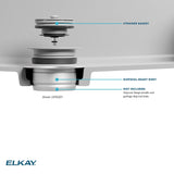 Elkay Quartz Perfect Drain 3-1/2" Polymer Disposer Flange with Removable Basket Strainer and Rubber Stopper Parchment, LKPDQD1PA