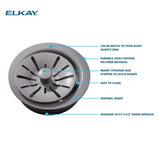 Elkay Quartz Perfect Drain 3-1/2" Polymer Disposer Flange with Removable Basket Strainer and Rubber Stopper Silvermist, LKPDQD1SM