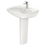 TOTO Prominence Oval Basin Pedestal Bathroom Sink with CeFiONtect for Single Hole Faucets, Colonial White, Vitreous China, LPT242G#11