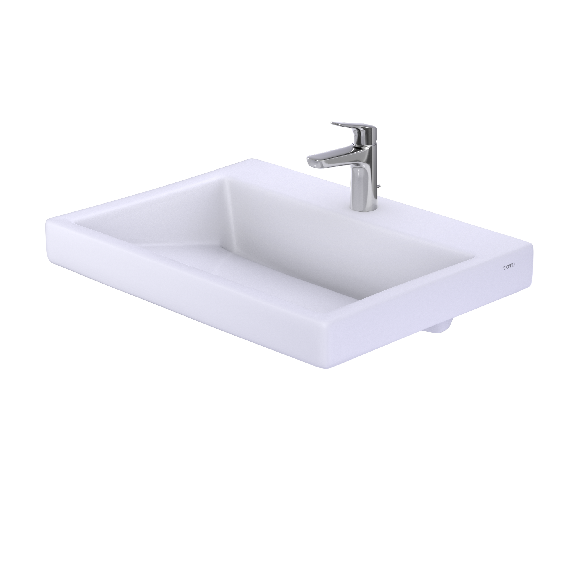 TOTO Kiwami Renesse Design I Rectangular Fireclay Vessel Bathroom Sink with CEFIONTECT for Single Hole Faucets, Cotton White, Fired Clay, LT171G#01