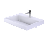 TOTO Kiwami Renesse Design I Rectangular Fireclay Vessel Bathroom Sink with CEFIONTECT for Single Hole Faucets, Cotton White, Fired Clay, LT171G#01