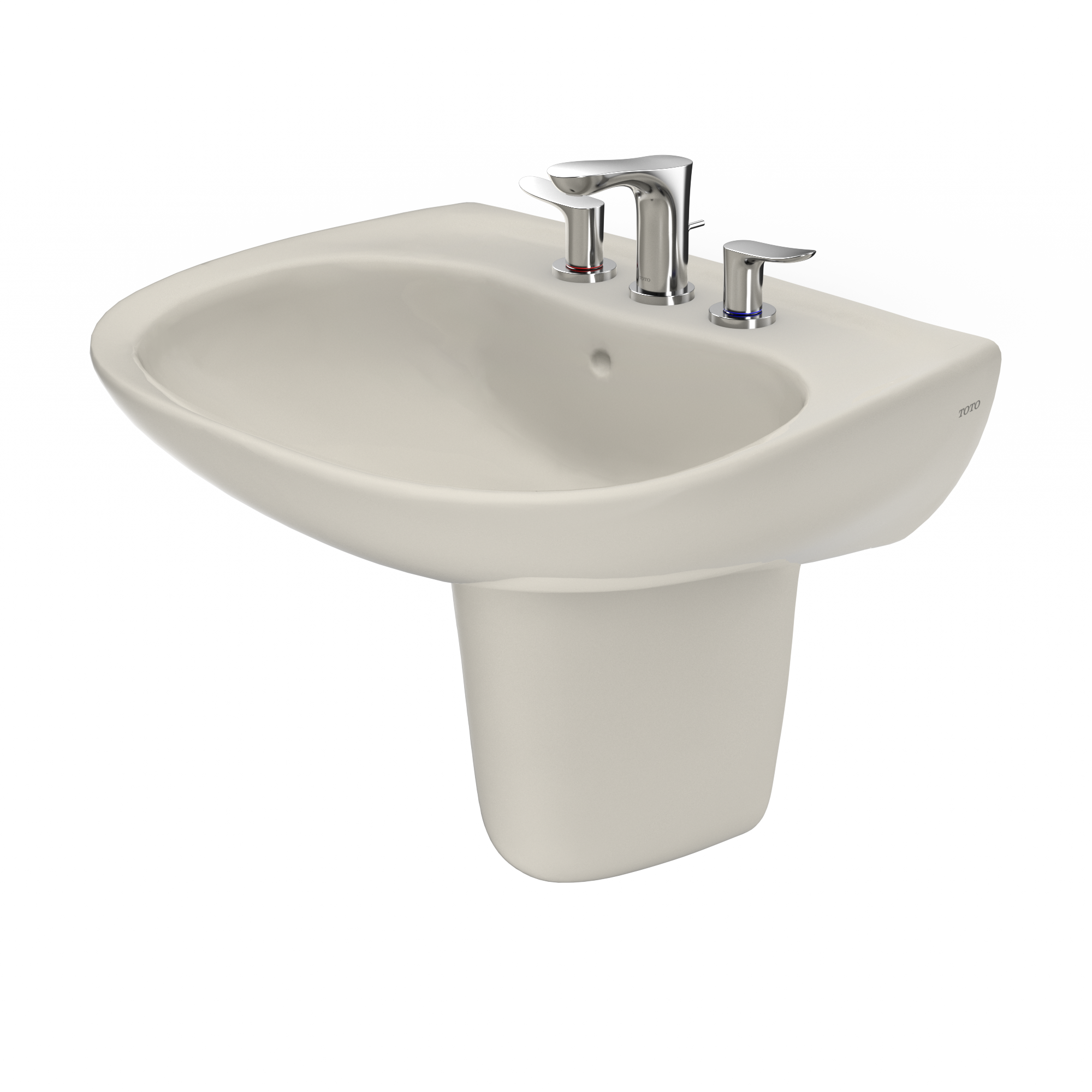 TOTO Supreme Oval Wall-Mount Bathroom Sink with CEFIONTECT and Shroud for 8 Inch Center Faucets, Sedona Beige, Vitreous China, LHT241.8G#12