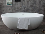 ALFI brand 67" Solid Surface Smooth Resin Free Standing Oval Soaking Bathtub, White Matte, AB9941