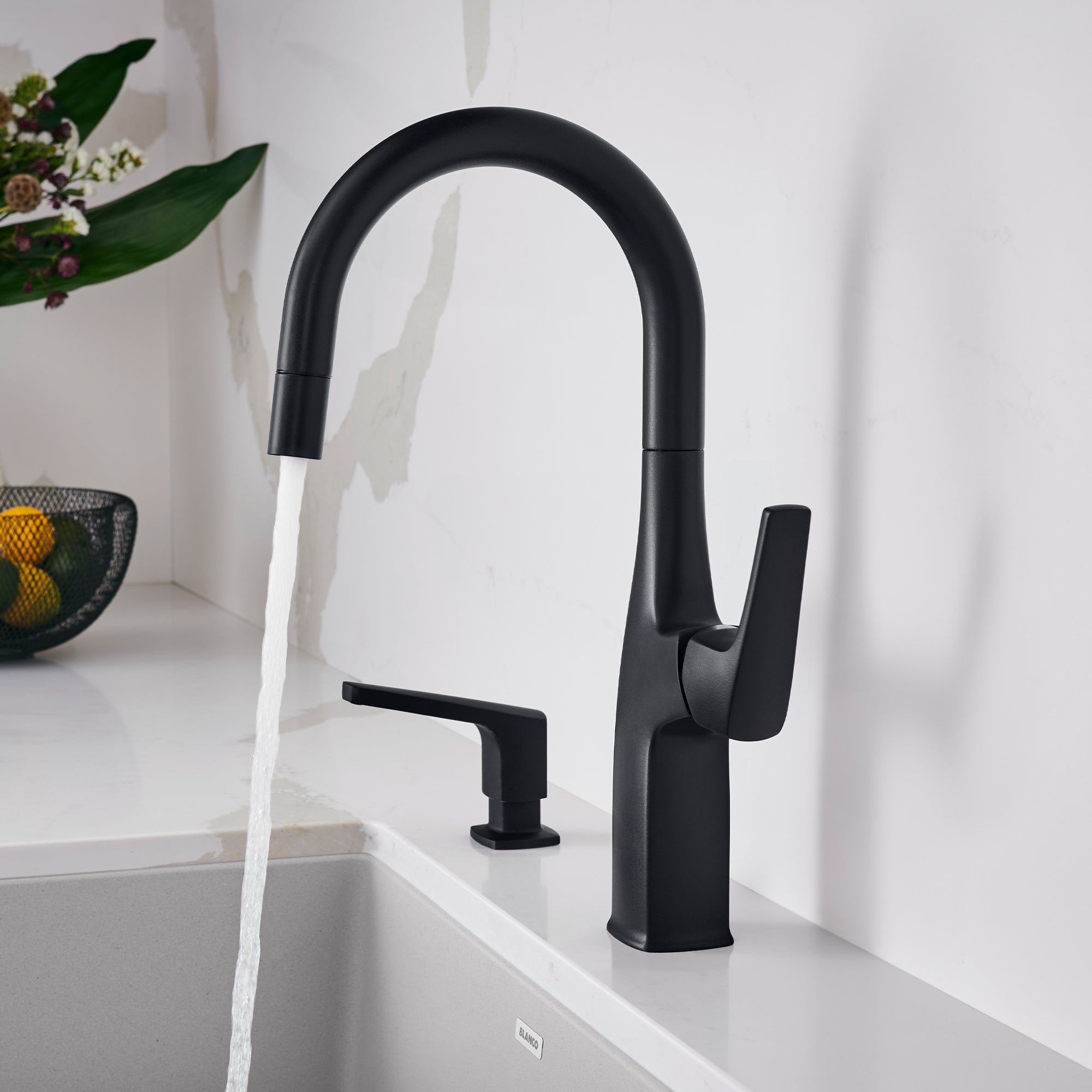 Blanco Rivana Pull-Down Bar Faucet, Matte Black, 1.5 GPM, Brass, 443021