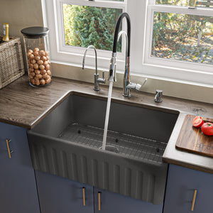 Alternate Image for ALFI brand 30" Fireclay Farmhouse Sink, Concrete, ABCO3020SB