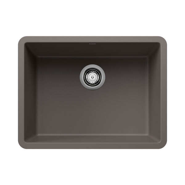 Blanco Precis 23" Undermount Silgranit Kitchen Sink, Volcano Gray, No Faucet Hole, 527411