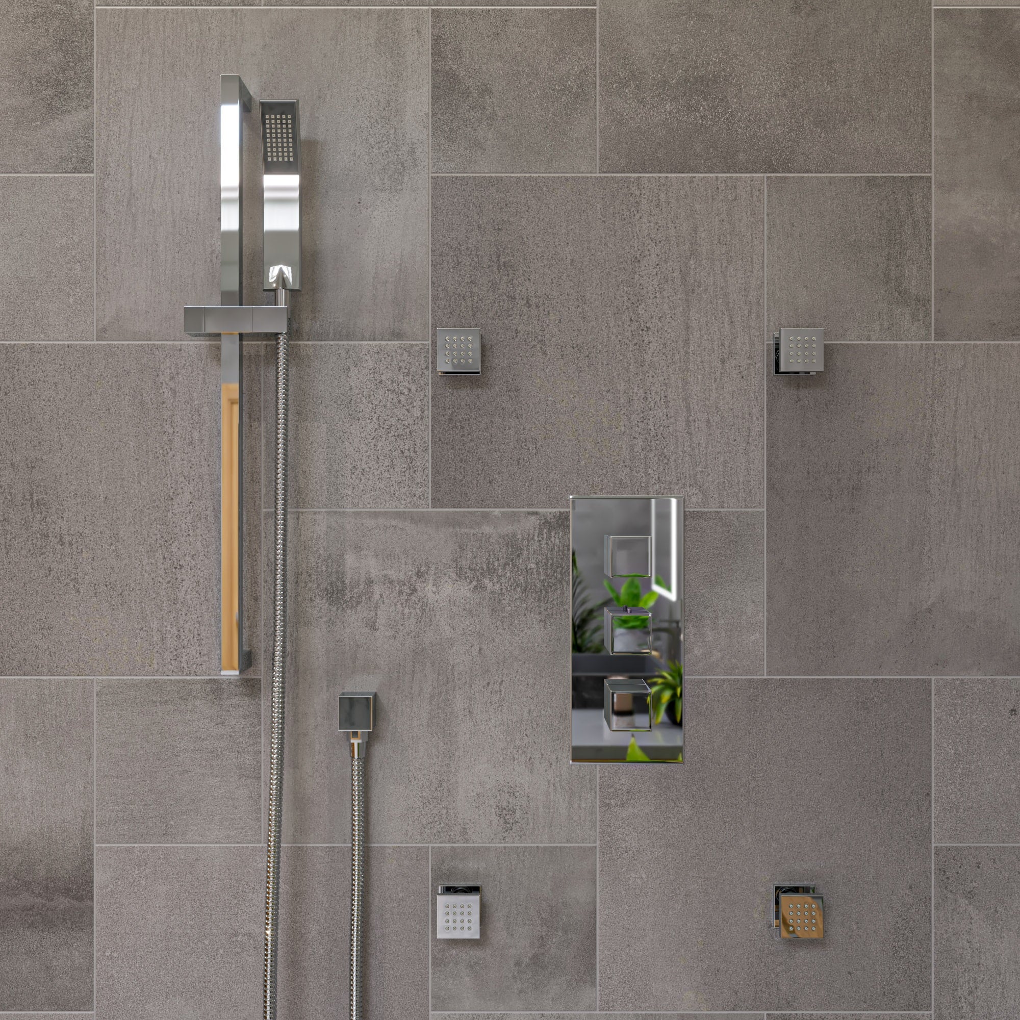 Alternative View of ALFI brand AB2901-PC Polished Chrome Concealed 4-Way Thermostatic Valve Shower Mixer /w Square Knobs, Brass
