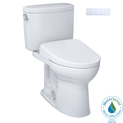 TOTO WASHLET+ Drake II Two-Piece Elongated 1.28 GPF Toilet and WASHLET+ S7A Contemporary Bidet Seat, Cotton White, Vitreous China|Plastic, MW4544736CEFG#01