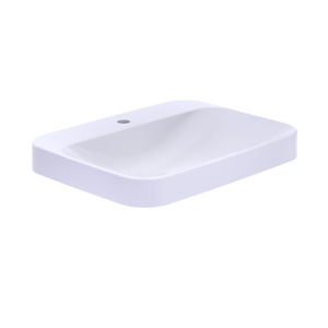 Alternate Image for TOTO Arvina Rectangular 23" Vessel Bathroom Sink with CEFIONTECT for Single Hole Faucets, Cotton White, Vitreous China, LT416G#01
