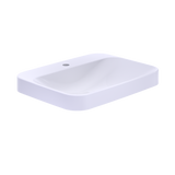 TOTO Arvina Rectangular 23" Vessel Bathroom Sink with CEFIONTECT for Single Hole Faucets, Cotton White, Vitreous China, LT416G#01