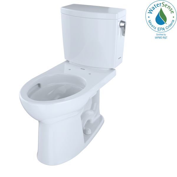 TOTO Drake II 1G Two-Piece Elongated 1.0 GPF Universal Height Toilet with CEFIONTECT and Right-Hand Trip Lever, Cotton White, Vitreous China, CST454CUFRG#01