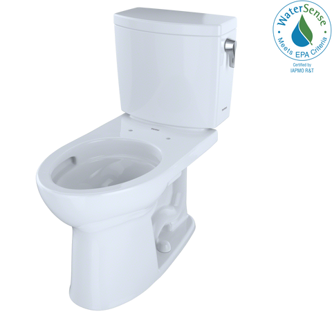 TOTO Drake II 1G Two-Piece Elongated 1.0 GPF Universal Height Toilet with CEFIONTECT and Right-Hand Trip Lever, Cotton White, Vitreous China, CST454CUFRG#01