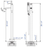 ALFI brand Brass, AB2843-BN Brushed Nickel Single Hole Floor Mounted Waterfall Tub Filler