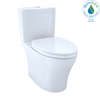 TOTO Aquia IV Two-Piece Elongated Dual Flush 1.28 and 0.9 GPF Universal Height Toilet with CEFIONTECT, WASHLET+ Ready, Cotton White, Vitreous China, MS446124CEMFGN#01