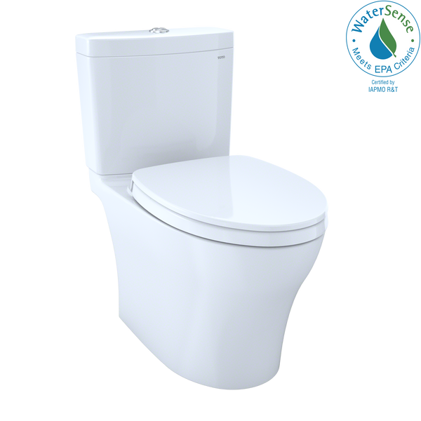 TOTO Aquia IV WASHLET+ Two-Piece Elongated Dual Flush 1.28 and 0.9 GPF Toilet with CEFIONTECT, Cotton White, Vitreous China, MS446124CEMGN#01