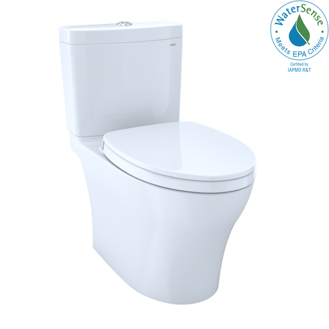 TOTO Aquia IV WASHLET+ Two-Piece Elongated Dual Flush 1.28 and 0.9 GPF Toilet with CEFIONTECT, Cotton White, Vitreous China, MS446124CEMGN#01