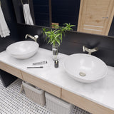 Eago 17.88" x 17.88" Round Above Mount Porcelain Bathroom Sink, White, No Faucet Hole, BA351