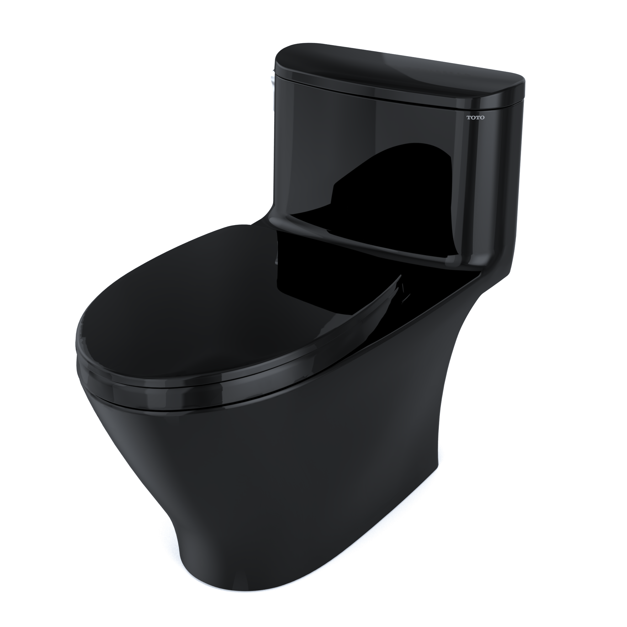 TOTO Nexus One-Piece Elongated 1.28 GPF Universal Height Toilet with SS124 SoftClose Seat, WASHLET+ Ready, Ebony, Vitreous China, MS642124CEF#51