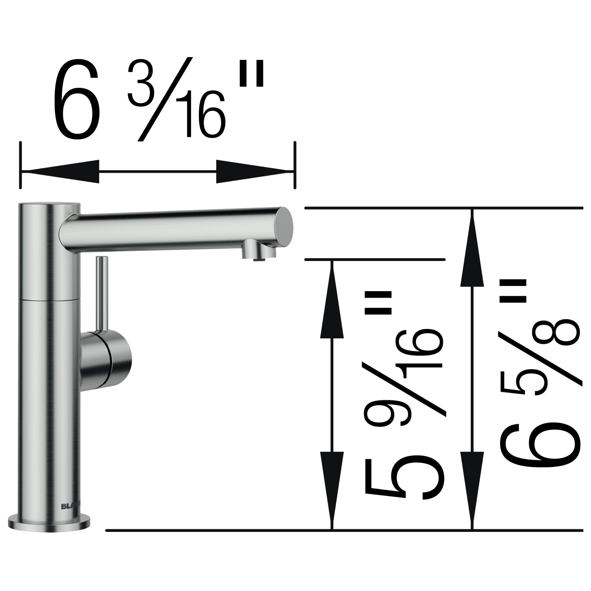 Blanco Alta II Low Arc Beverage Faucet, RO Compatible, PVD Steel, 1.5 GPM, Brass, 527564