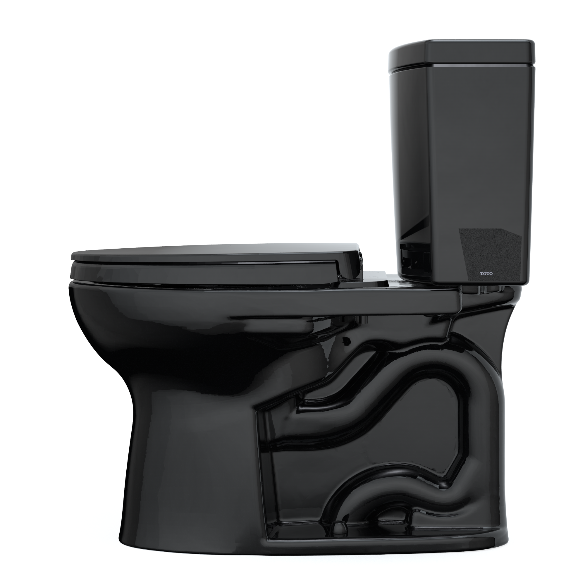 TOTO Drake II 1G Two-Piece Elongated 1.0 GPF Universal Height Toilet with SS124 SoftClose Seat, WASHLET+ Ready, Ebony, Vitreous China|Plastic, MS454124CUF#51