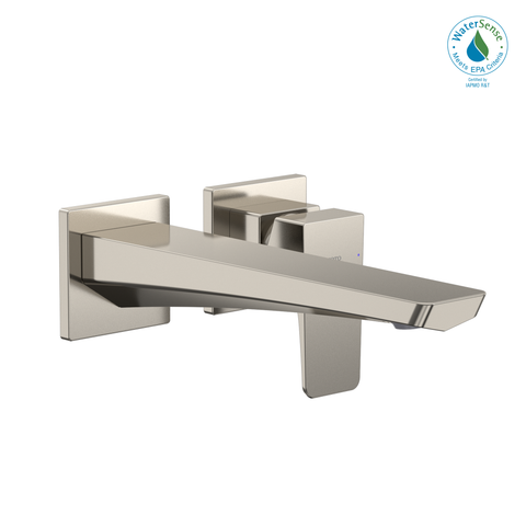 TOTO GE 1.2 GPM Wall-Mount Single-Handle Long Bathroom Faucet with COMFORT GLIDE Technology, Polished Nickel, Brass, TLG07308U#PN