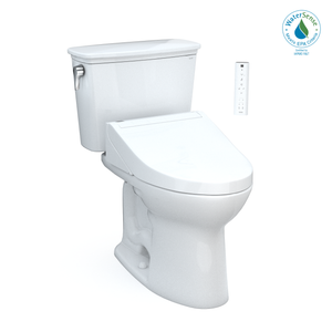 Alternate Image for TOTO Drake Transitional WASHLET+ Two-Piece Elongated 1.28 GPF Universal Height TORNADO FLUSH Toilet with C5 Bidet Seat, Cotton White, Vitreous China, MW7863084CEFG#01