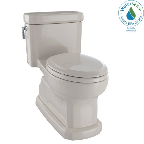 TOTO Eco Guinevere Elongated 1.28 GPF Universal Height Skirted Toilet with CEFIONTECT and SoftClose Seat, Bone, Vitreous China|Plastic, MS974224CEFG#03