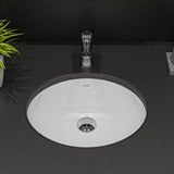 Eago 17.75" x 15" Oval Under Mount Porcelain Bathroom Sink, White, No Faucet Hole, BC224