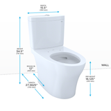 TOTO Aquia IV Two-Piece Elongated Dual Flush 1.28 and 0.9 GPF Toilet with CEFIONTECT, Cotton White, Vitreous China, CST446CEMFGN#01