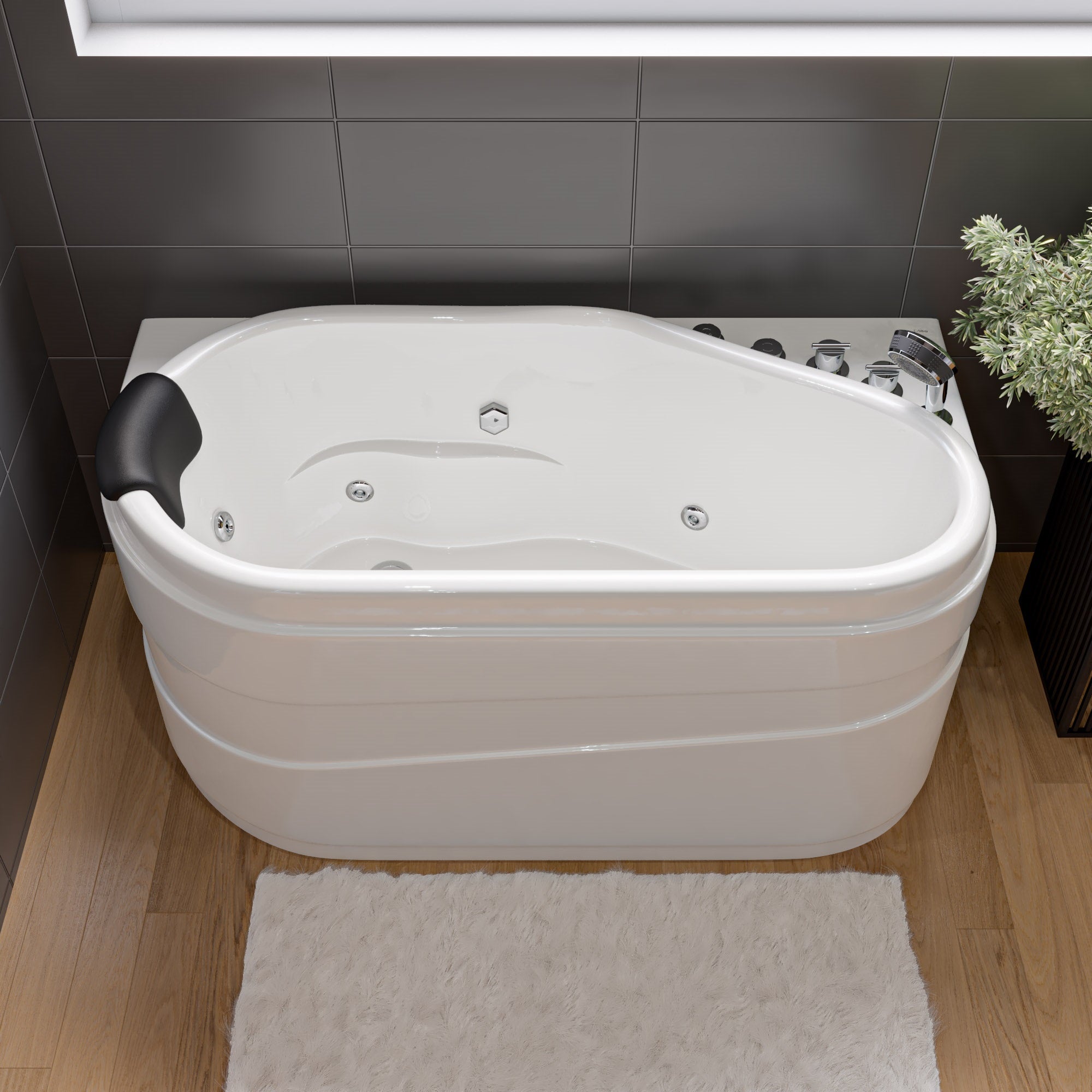 Alternative View of Eago 57" Acrylic Corner Oval Bathtub, White, AM175-R