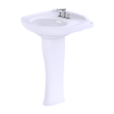 TOTO Dartmouth Rectangular Pedestal Bathroom Sink with Arched Front for 4 Inch Center Faucets, Cotton White, Vitreous China, LPT642.4#01