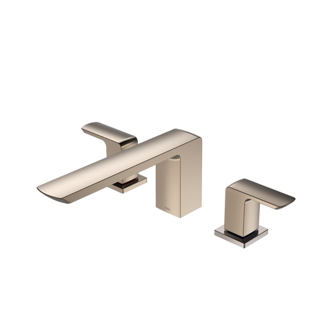 TOTO GR Two-Handle Deck-Mount Roman Tub Filler Trim, Brushed Nickel, Brass, TBG02201U#BN