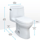 TOTO UltraMax II One-Piece Elongated 1.28 GPF Universal Height Toilet with CEFIONTECT and SS124 SoftClose Seat, WASHLET+ Ready, Cotton White, Vitreous China|Plastic, MS604124CEFG#01