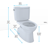 TOTO Vespin II Two-Piece Elongated 1.28 GPF Universal Height Skirted Design Toilet with CEFIONTECT, Cotton White, Vitreous China, CST474CEFG#01