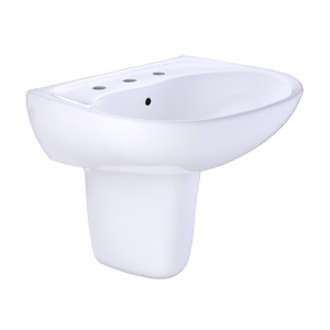 Alternate Image for TOTO Supreme Oval Wall-Mount Bathroom Sink with CEFIONTECT and Shroud for 8 Inch Center Faucets, Cotton White, Vitreous China, LHT241.8G#01
