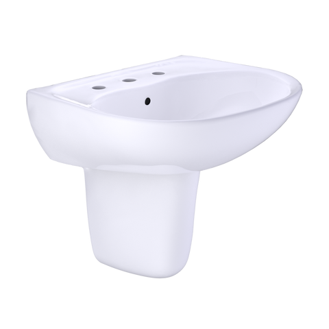 TOTO Supreme Oval Wall-Mount Bathroom Sink with CEFIONTECT and Shroud for 8 Inch Center Faucets, Cotton White, Vitreous China, LHT241.8G#01