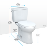 TOTO Drake Two-Piece Elongated 1.6 GPF Universal Height TORNADO FLUSH  Toilet with 10 Inch Rough-In, CEFIONTECT, and SoftClose Seat, WASHLET+ Ready, Cotton White, Vitreous China, MS776124CSFG.10#01